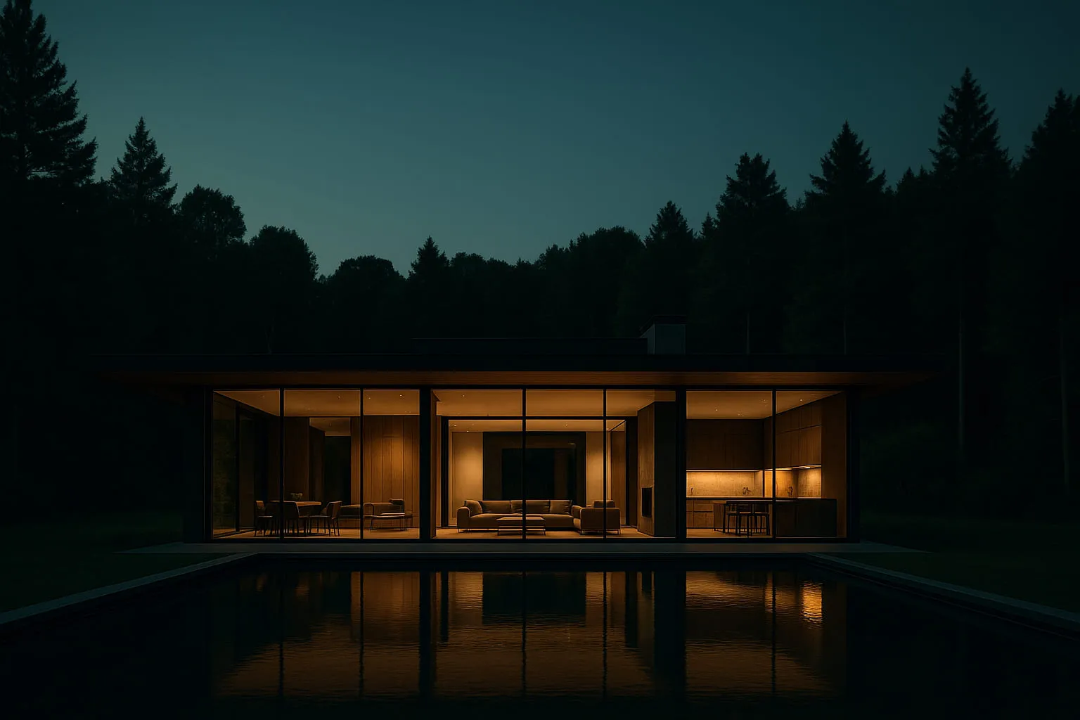 A completed home at dusk built by ArcLine Builders